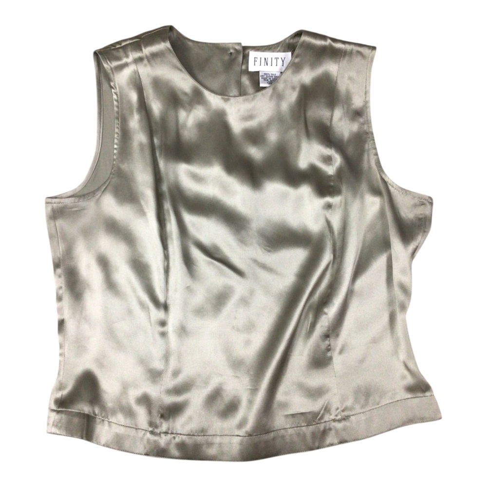 Finity 100% Silk Sleeveless Shell Top Button Back Size 10